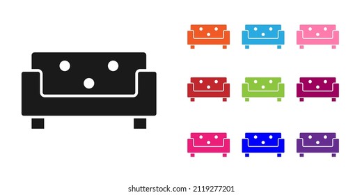 Black Sofa icon isolated on white background. Set icons colorful. Vector