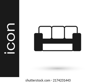 Black Sofa icon isolated on white background.  Vector