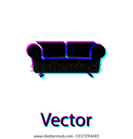 Black Sofa icon isolated on white background. Vector Illustration