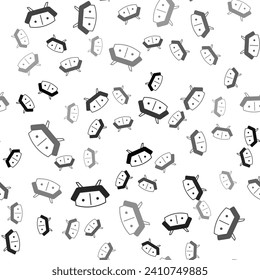 Icono de Sofá negro aislado patrón sin fisuras sobre fondo blanco.  Vector