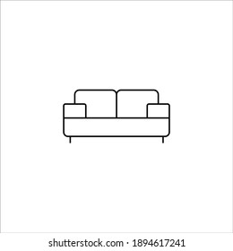 icono del sofá negro sobre fondo blanco, ilustración vectorial