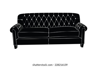 Black Sofa Vector,Vintage style