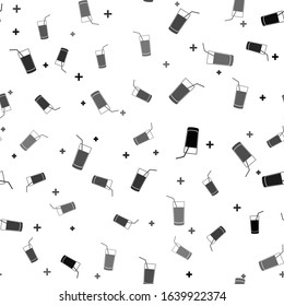 Black Soft drink icon isolated seamless pattern on white background.  Vector Illustration