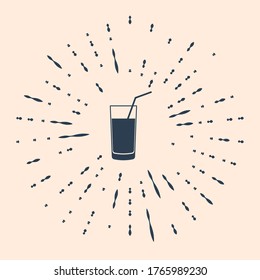 Black Soft drink icon isolated on beige background. Abstract circle random dots. Vector Illustration