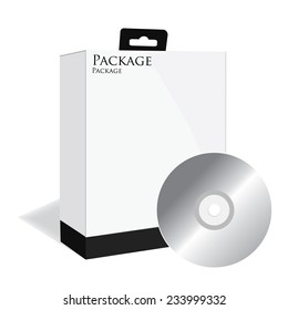 Black software box, software package, product box, vector, isolated on white