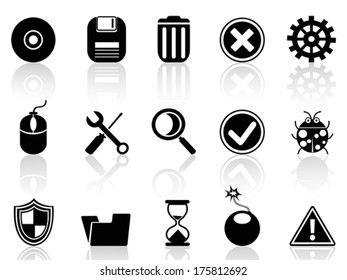 black software icons set