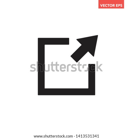 Black soil line share link social media with cube box icon, simple interface concept elements, app ui ux web button logo, graphic flat design pictogram vector eps 10 isolated on white background
