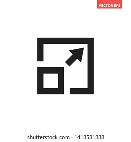 Black soil stroke increase full screen sizes with arrow icon, simple interface concept elements, app ui ux web button logo, graphic flat design pictogram vector eps 10 isolated on white background