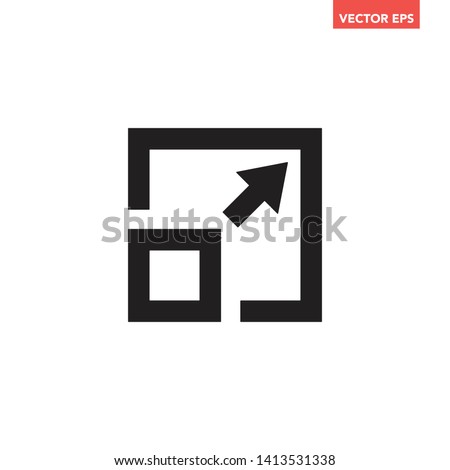 Black soil stroke increase full screen sizes with arrow icon, simple interface concept elements, app ui ux web button logo, graphic flat design pictogram vector eps 10 isolated on white background