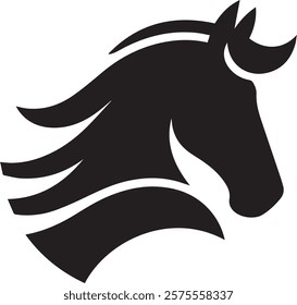 Black soild horse silhouette vector logo icon