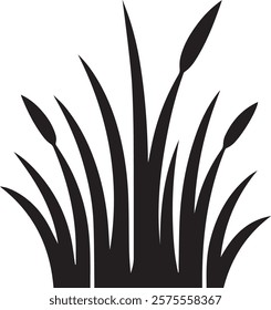 Black soild meadow grass silhouette vector logo icon