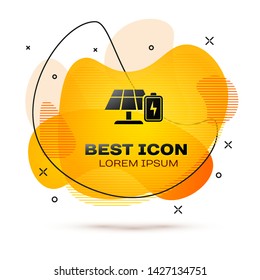 Black Solar energy panel and battery icon isolated on white background. Fluid color banner. Vector Illustration