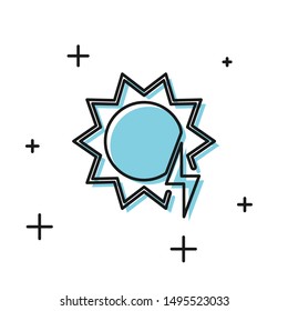 Black Solar energy panel icon isolated on white background. Sun with lightning symbol.  Vector Illustration