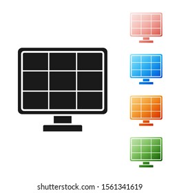 Black Solar energy panel icon isolated on white background. Set icons colorful. Vector Illustration