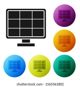 Black Solar energy panel icon isolated on white background. Set icons colorful circle buttons. Vector Illustration