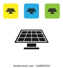 Black Solar energy panel icon isolated on white background. Set icons colorful square buttons. Vector Illustration