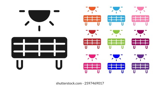 Black Solar energy panel icon isolated on white background. Set icons colorful. Vector