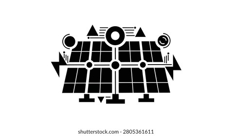 Black solar panel graphic illustration