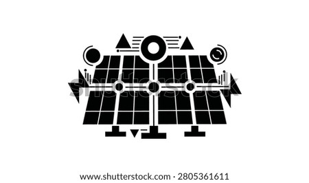 Black solar panel graphic illustration