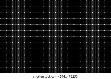 Black solar panel seamless texture vector illustration. Abstract system from poly crystalline square cells, industrial battery collector for alternative sun energy background. Renewable resources.
