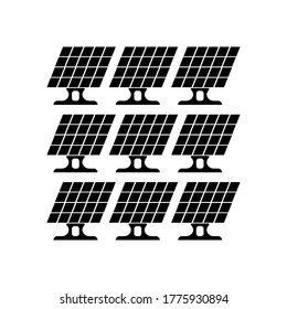 Black solar panels on a white background, sign for design, vector illustration