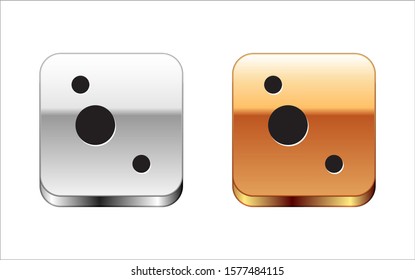 Black Solar system icon isolated on white background. The planets revolve around the star. Silver-gold square button. Vector Illustration