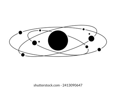 Black solar system planet stars science icon vector design