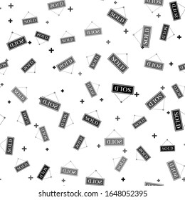 Black Sold icon isolated seamless pattern on white background. Sold sticker. Sold signboard.  Vector Illustration