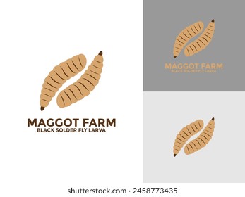 Black Solder Fly Larva Farm logo vector, Maggot Farm , larvae farm logo icon template