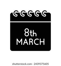 Black Solid 8th March vetor icon