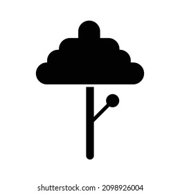black solid of branching tree icon. Draw one continuous line. Minimalist design vector illustration