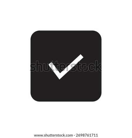 Black solid check mark in a rounded square symbol