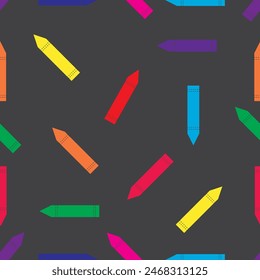 Black solid color and colorful pencils for a perfect baby background.