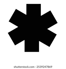 A black, solid, eight-pointed star, the medical symbol.
