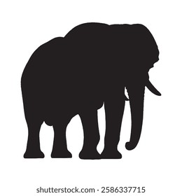 Black Solid Elephant Silhouette for Minimalist Design Projects - Elephant Vector - Elephant Illustration
