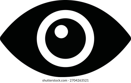 Símbolo sólido negro del icono del ojo en la Ilustración vectorial mínima en el fondo blanco limpio