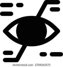 Símbolo de ícone de olho sólido preto na ilustração de vetor mínima no plano de fundo branco limpo