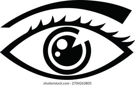 Símbolo sólido negro del icono del ojo en la Ilustración vectorial mínima en el fondo blanco limpio