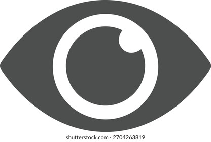 Schwarzes Symbol für einfarbiges Auge in minimaler Vektorgrafik auf weißem Hintergrund