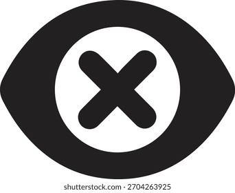 Schwarzes Symbol für einfarbiges Auge in minimaler Vektorgrafik auf weißem Hintergrund