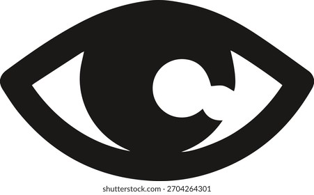 Símbolo sólido negro del icono del ojo en la Ilustración vectorial mínima en el fondo blanco limpio