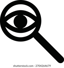 Símbolo de ícone de olho sólido preto na ilustração de vetor mínima no plano de fundo branco limpo