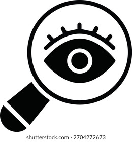 Símbolo de ícone de olho sólido preto na ilustração de vetor mínima no plano de fundo branco limpo