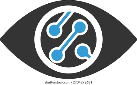 Símbolo sólido negro del icono del ojo en la Ilustración vectorial mínima en el fondo blanco limpio