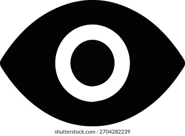 Símbolo sólido negro del icono del ojo en la Ilustración vectorial mínima en el fondo blanco limpio