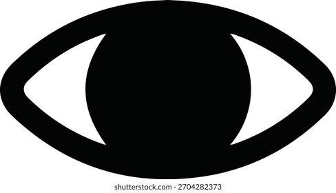 Símbolo sólido negro del icono del ojo en la Ilustración vectorial mínima en el fondo blanco limpio