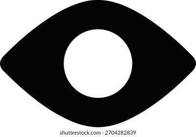 Black Solid Eye Icon Symbol in Minimal Vector Illustration on Clean White Background