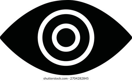 Símbolo sólido negro del icono del ojo en la Ilustración vectorial mínima en el fondo blanco limpio