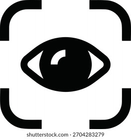 Símbolo sólido negro del icono del ojo en la Ilustración vectorial mínima en el fondo blanco limpio