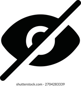 Símbolo de ícone de olho sólido preto na ilustração de vetor mínima no plano de fundo branco limpo